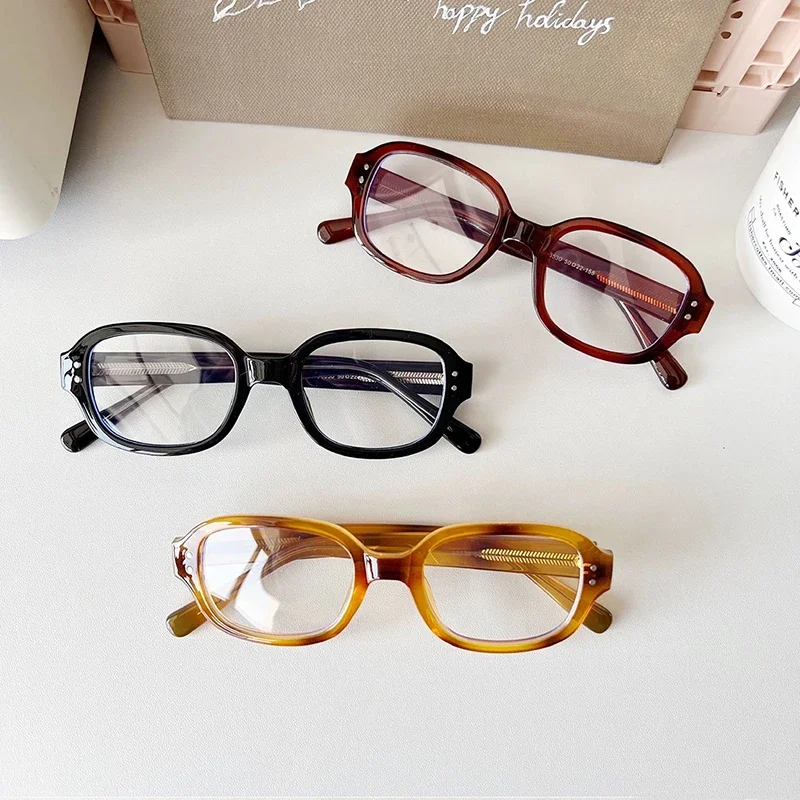 Retro Red Black Frame Eyeglass Women Clear Rectangle Square Glasses Vintage Computer Reading Eyewears Anti Blue Light Goggles