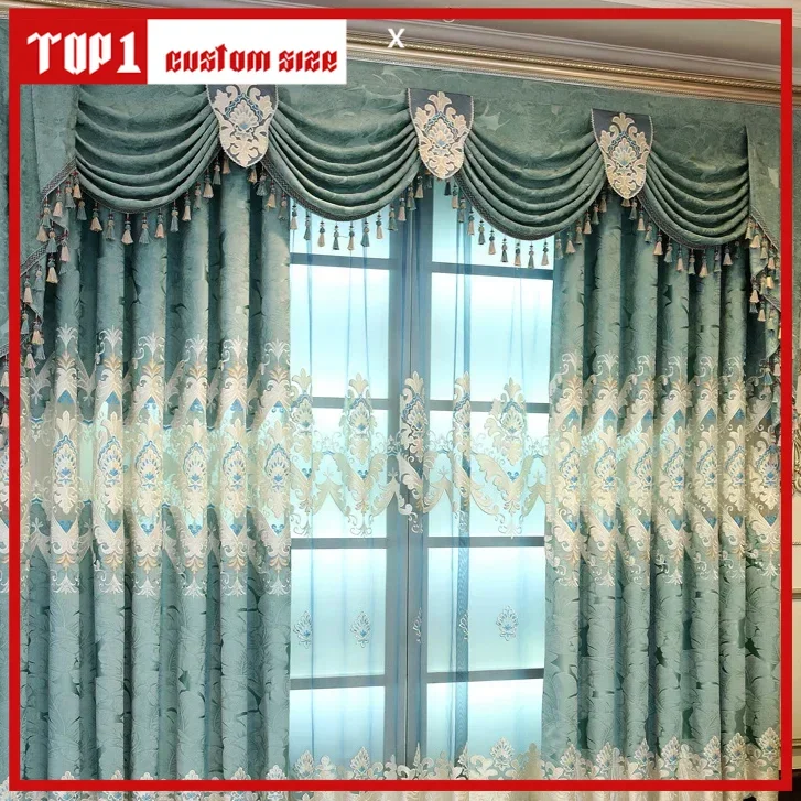 

Gordijnen Voor Woonkamer Eetkamer Slaapkamer Villa Chenille Jacquard...” Stijl Laser Geborduurd Balkonvloer китайский ретро