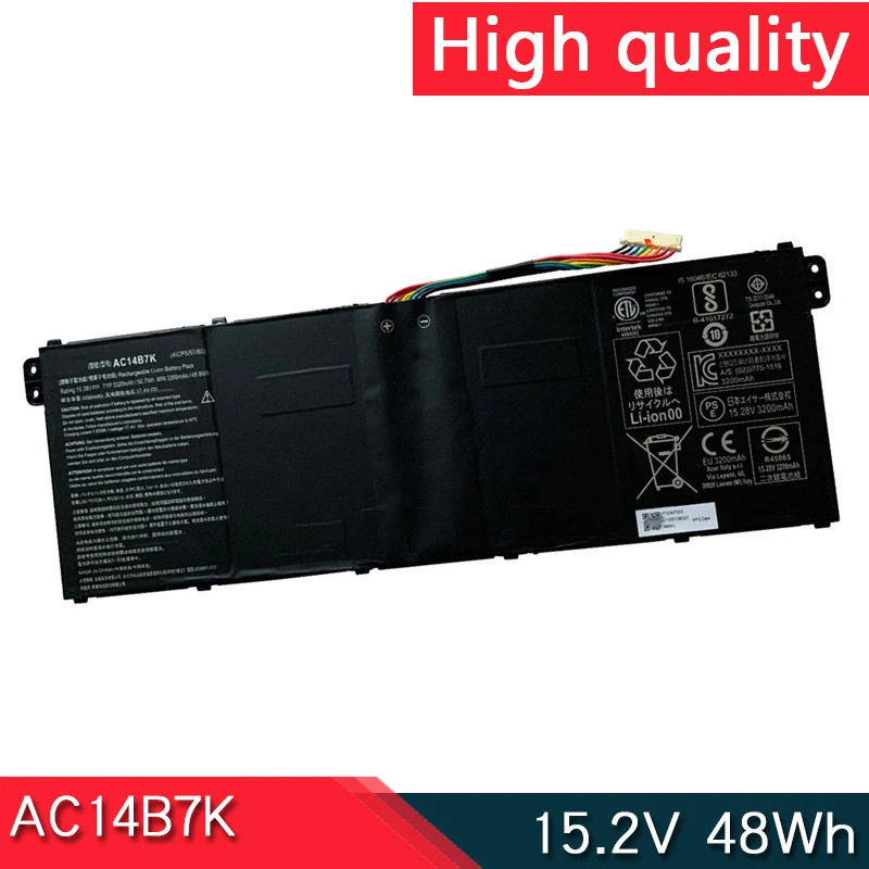 Ac14b7k بطارية كمبيوتر محمول ، 15.2 فولت 48wh ، ل ac14b7k ، لشركة أيسر sf314-52-536y/59tw/58yt/510e/51vx/59n/57d7 نيترو 5 an515-42 sp515-51gn ، جديد