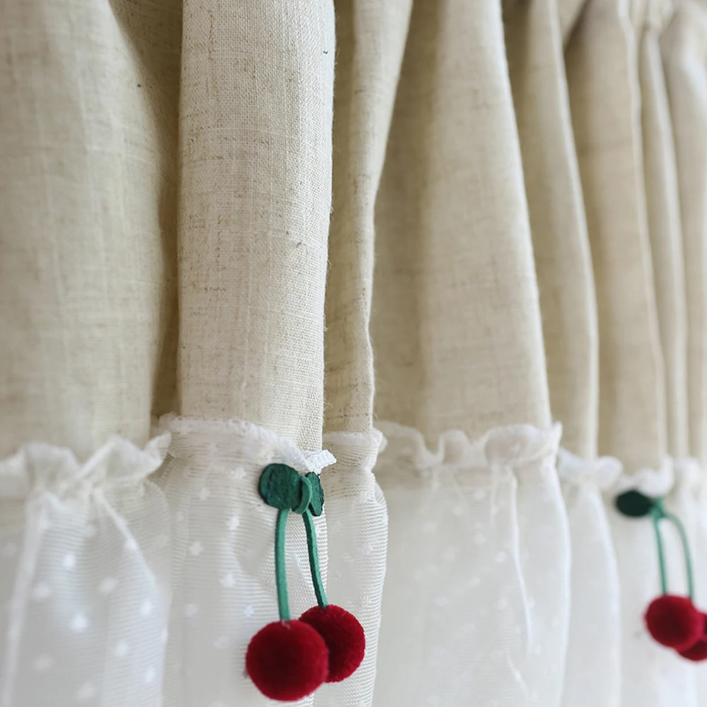 

Cherry Lace Half Curtain Farmhouse White Short Rural Style Sheer Door Curtains Kitchen Bedroom Living Room Decor