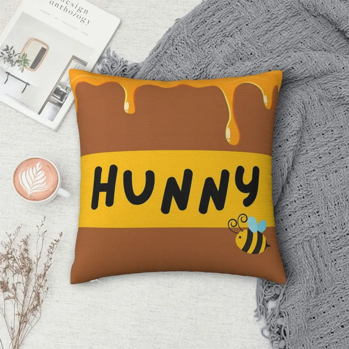 Winnie The Pooh Hunny Pot Drawstring Bag Pillowcase Polyester Pillow Cover Cushion Comfort Throw Pillow Sofa Decorative Cushions