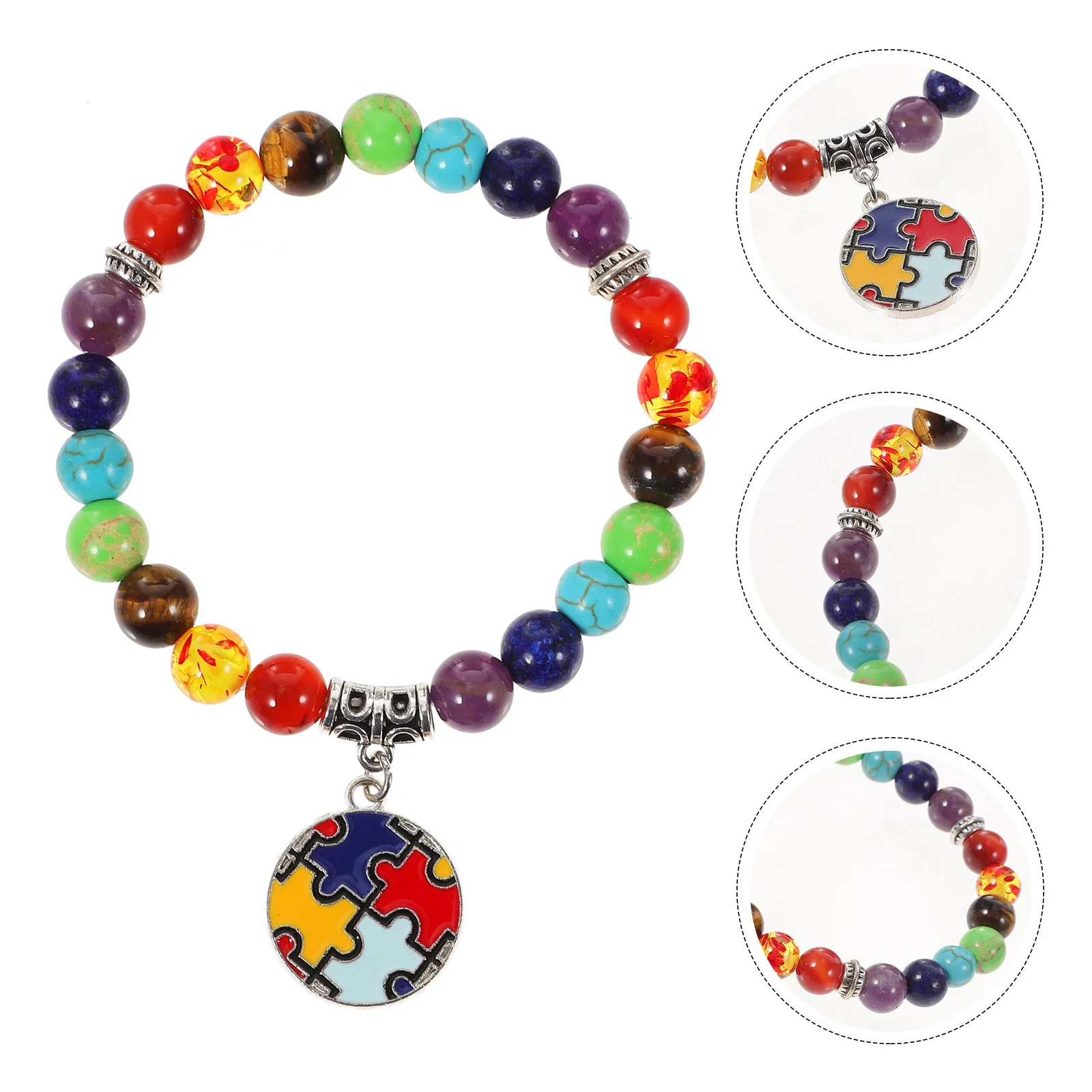 

Colorful Beaded Bracelet Exquisite Design Natural Materials Portable Lightweight Decorative Stone Accessory Women Men Gift