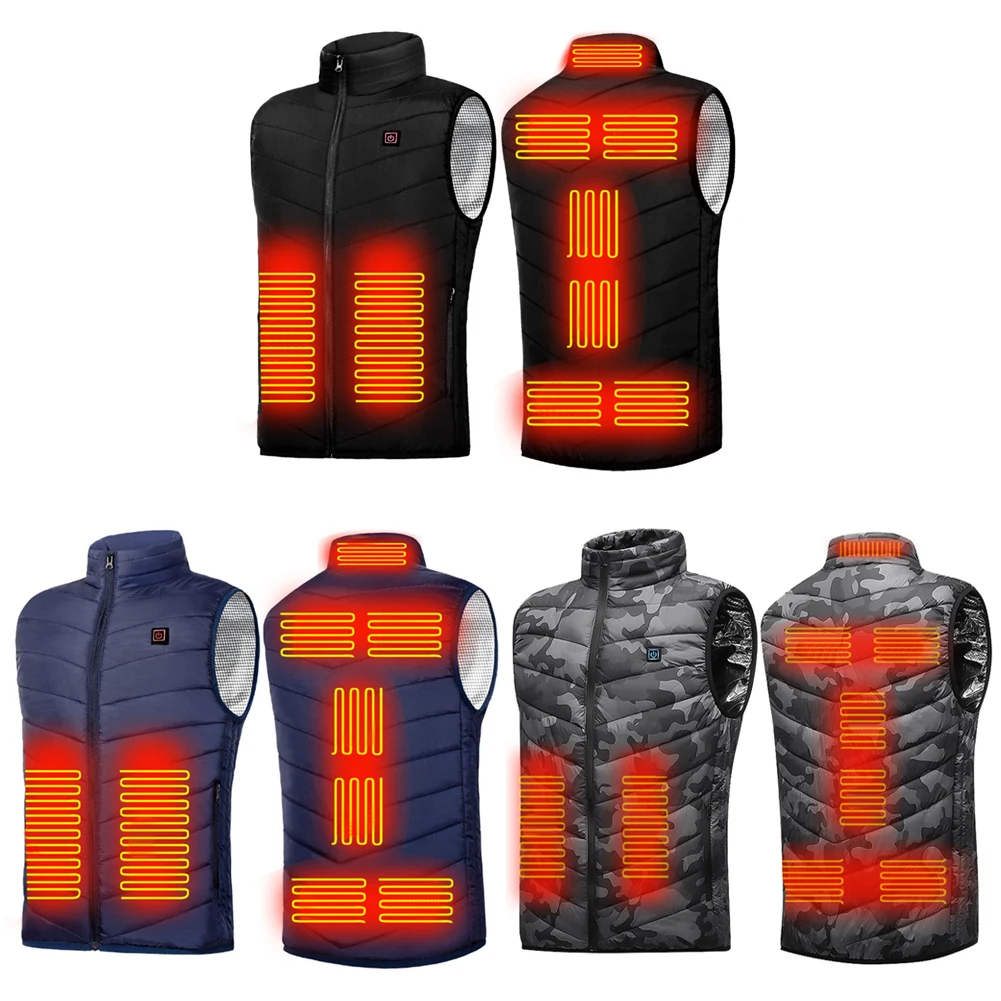 

Unisex Electric Heated Jackets 9 Heating Areas Thermal Warm Clothes Lightweight with Zip USB Charging Camping Outdoor Sportswear