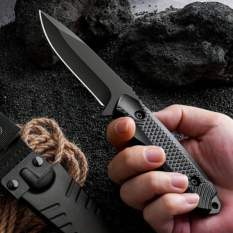 1pc High Hardness Pocket Knife With Sheath, Portable Fruit Peeling Outdoor Camping BBQ Knife, Diving Knife With Sheath