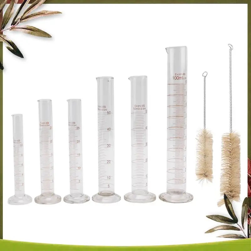 New-Thick Glass Graduated Measuring Cylinder Set Glass With Two Brushes