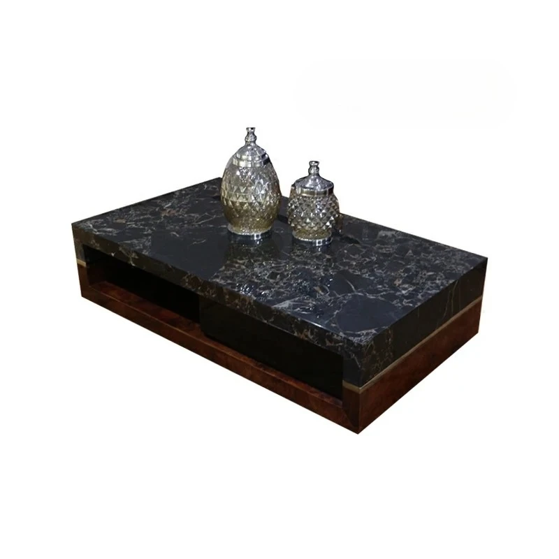 

Натуральный травертин, мрамор, черное золото, цветок, журнальный столик, прямоугольная простая современная элитная мебель для виллы