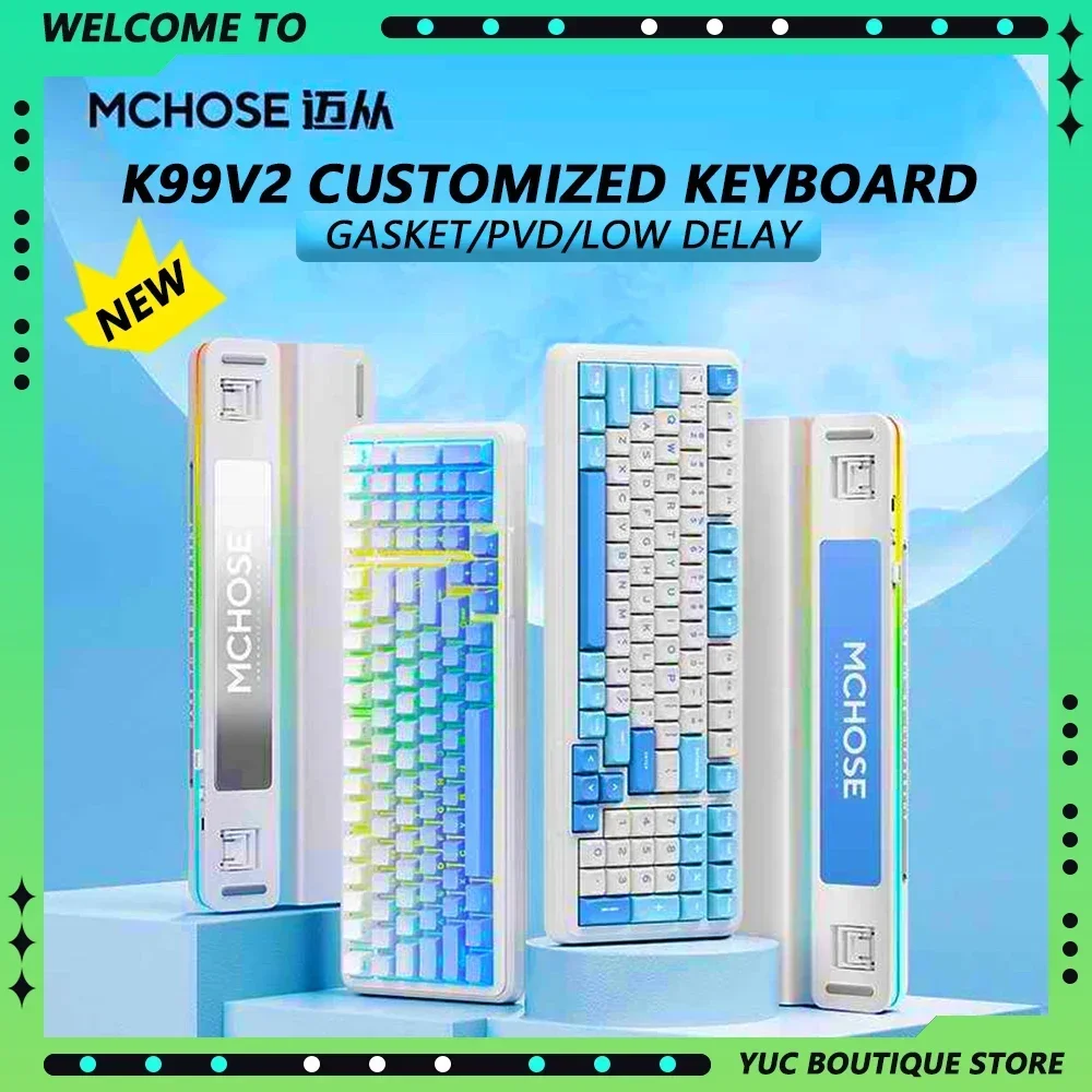 

MCHOSE K99 V2 3-mode Wireless Gaming E-sport Mechanical Keyboard Gasket Structure Hot Swap RGB Custom Keyboard Gaming Accessory