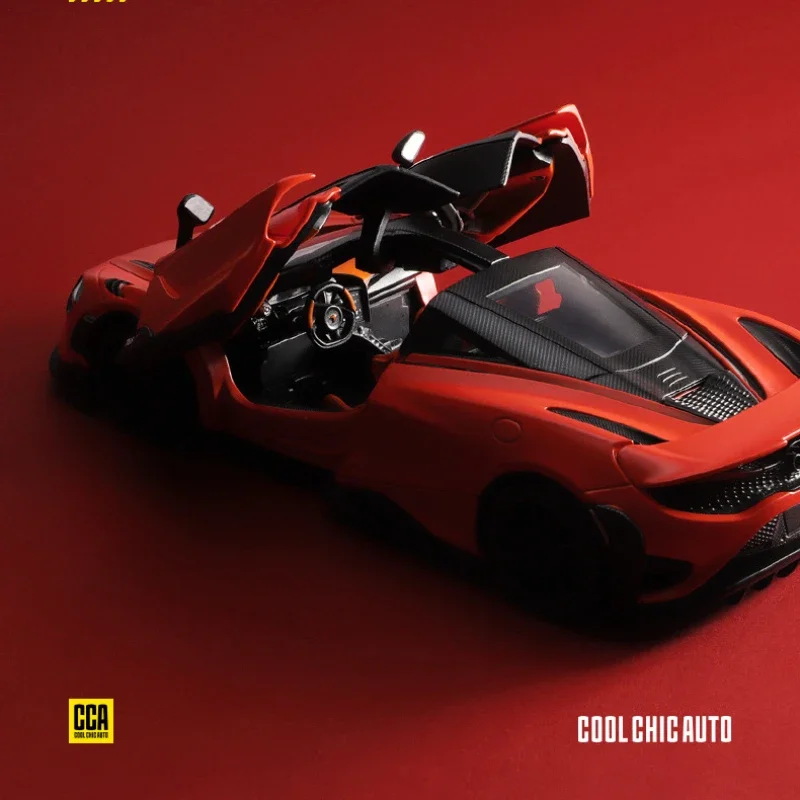 Coche deportivo de aleación 1:24 765LT, modelo de coche fundido a presión, sonido y luz, juguete coleccionable para niños, regalo de cumpleaños