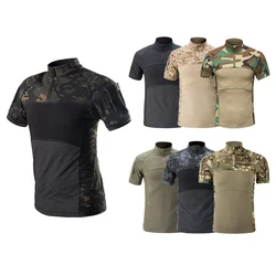 Tactical T-Shirt Combat Shirt Men Clothing Outdoor Sport Shirts Tops Multicam Short Sleeve Hiking Camouflage Clothes