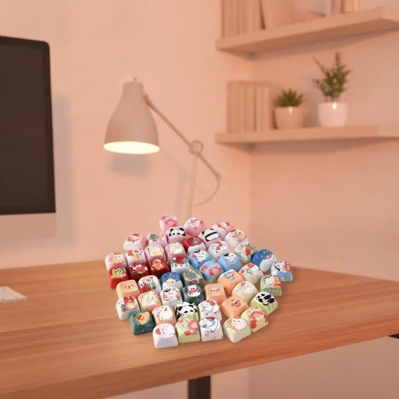 5/10PCS Cute Cartoon Keycaps With Kawaii Animal Christmas Design Soft Touch For Custom Mechanical Keyboard Gaming Setup