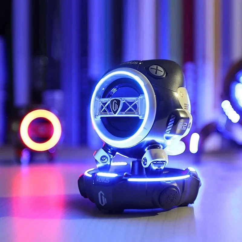 TWS-Bluetooth付きミニワイヤレススピーカー,高品質の金属オーディオデバイス,rgb,サブウーファー,デスクトップオーディオ,ハイファイ