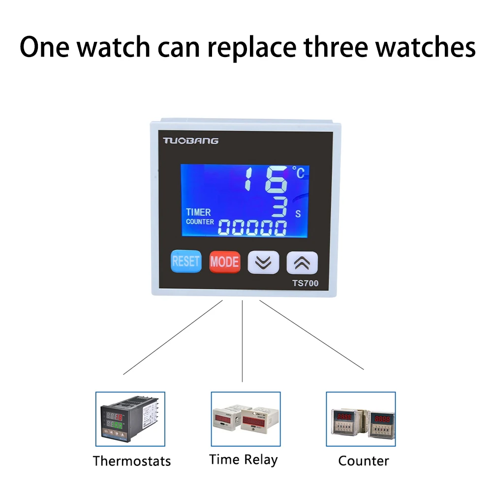 3in1 TS700 LCD Intelligent Temperature Controller Thermostat Timer Counter Digital Display Thermocontroller AC100-240V 220V