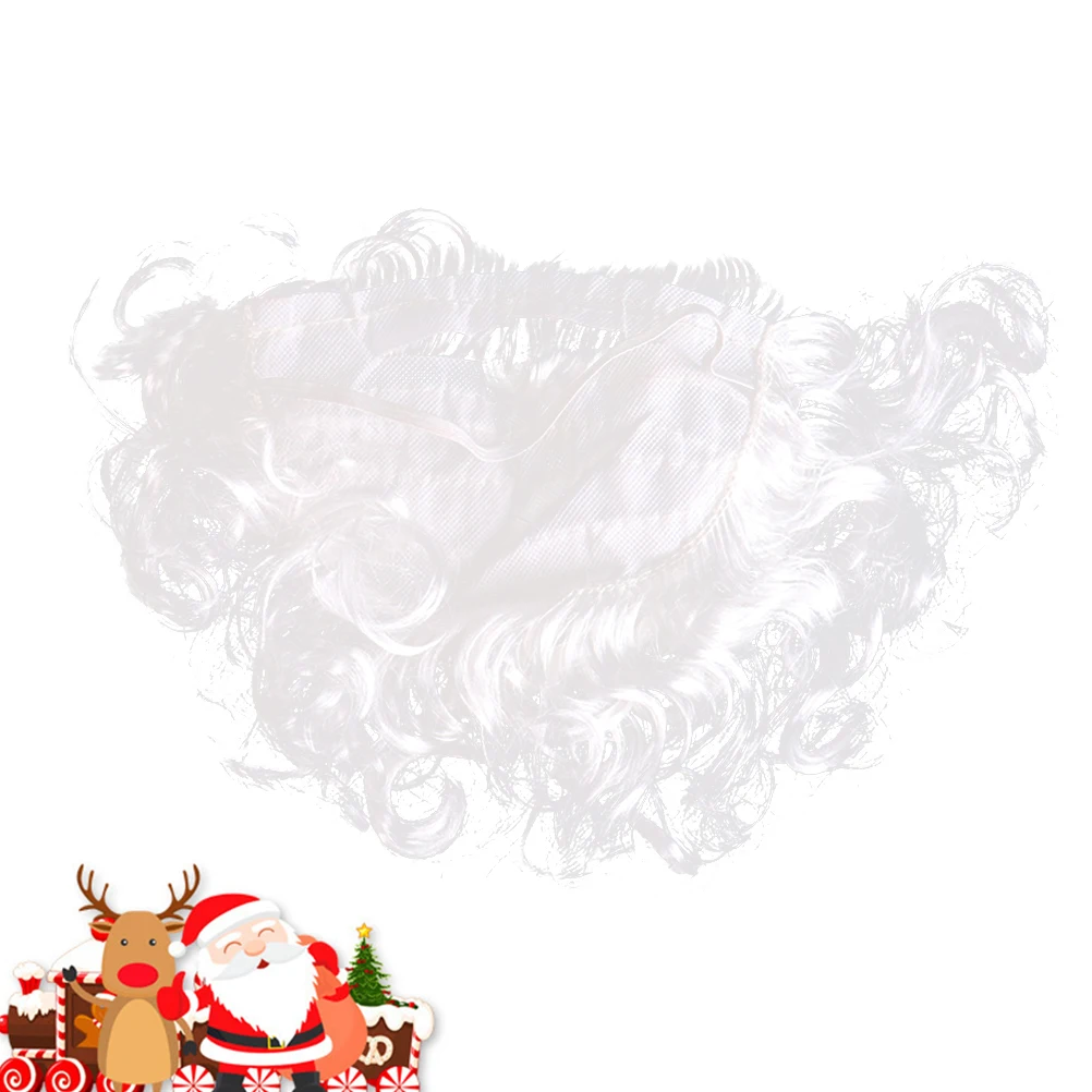 Costume da Babbo Natale con barba di Babbo Natale, oggetti di scena bianchi ricci, materiale in fibra di simulazione, accessorio cosplay per feste di Natale, durevole e di lunga durata