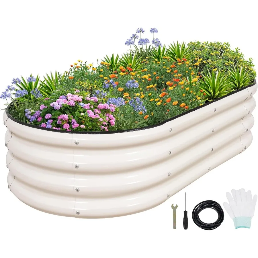 

Galvanized Raised Garden Bed- Planter Garden Boxes Outdoor Raised Beds for Gardening 4x2x1ft Metal Garden Bed Kit for Vegetable