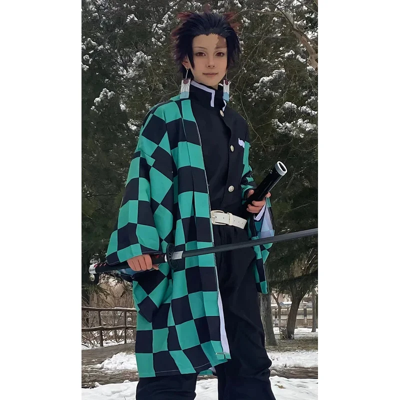 竈門炭治郎コスプレ衣装アニメ鬼滅の刃服大人子供制服セットパーティーギフトウィッグマスク着物