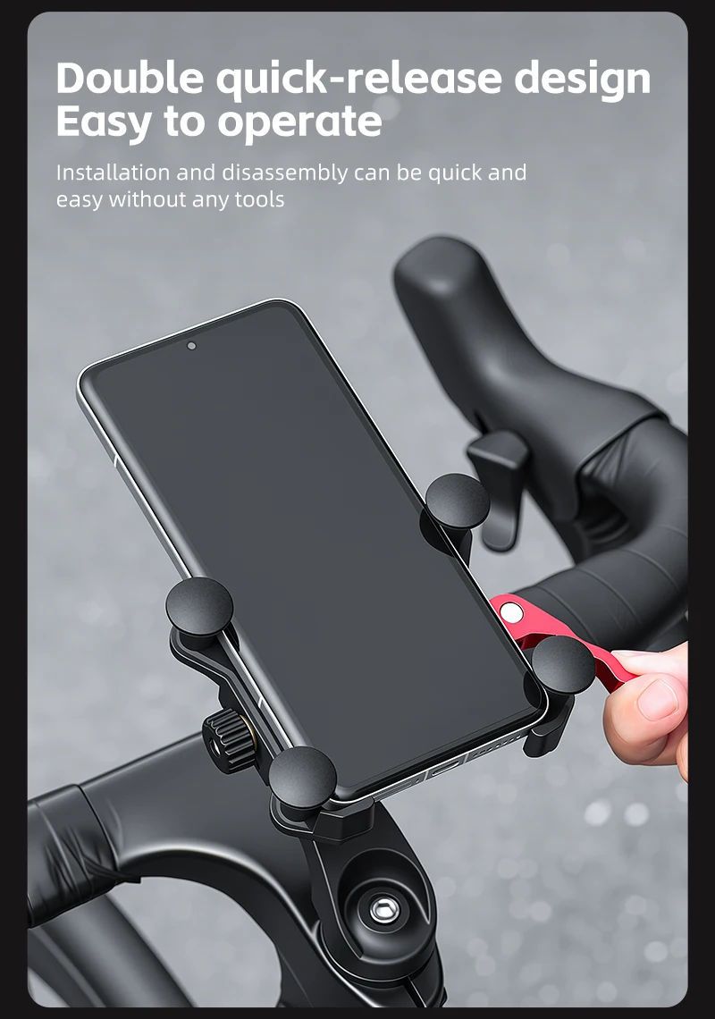 WEST BIKING Fahrrad-Handyhalterung mit Stoßdämpfung, Schnellverschluss, Anti-Shake-Halterung für Motorrad, MTB-Lenker, Vorbau und Rückspiegel – Detail 9