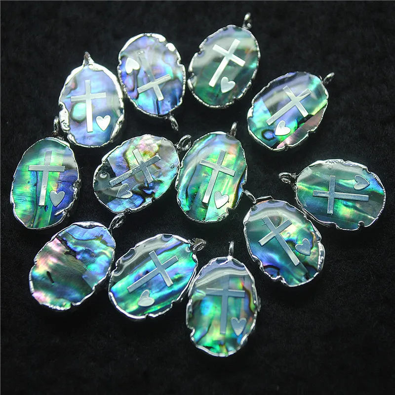 6PCS New Abalone Shell Pendants Oval Shape 12X16MM Women's Necklace Making Accessories DIY Jewelry Findings