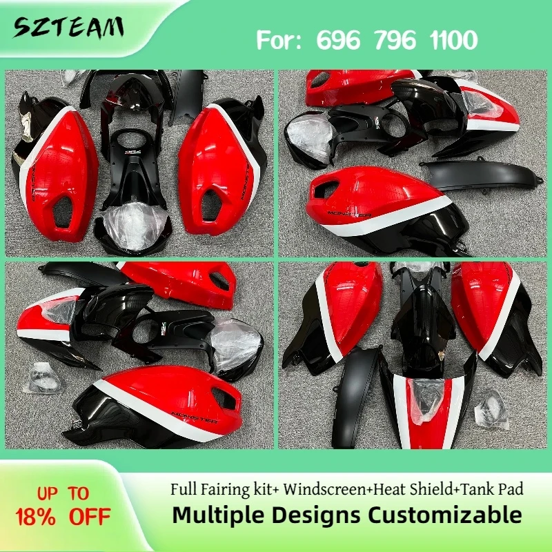 

Комплект обвесов PRO-2 для мотоциклов DUCATI (красно-черный), литье под давлением, аналог 696 796 1100