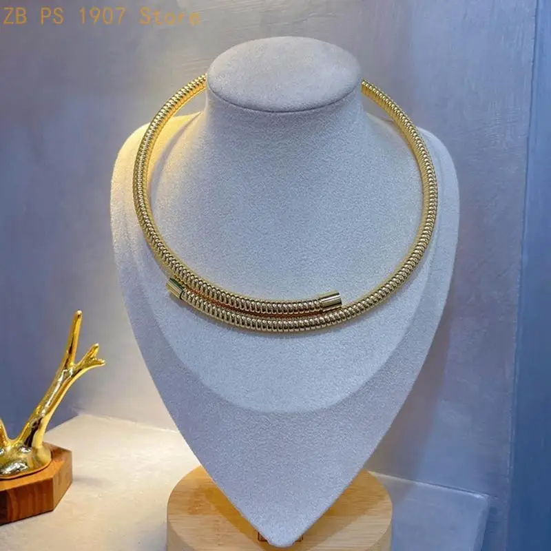Stackable Multi Layer Arm Bracelet Stylish Metal Elastic Necklace Waterproof 55KA