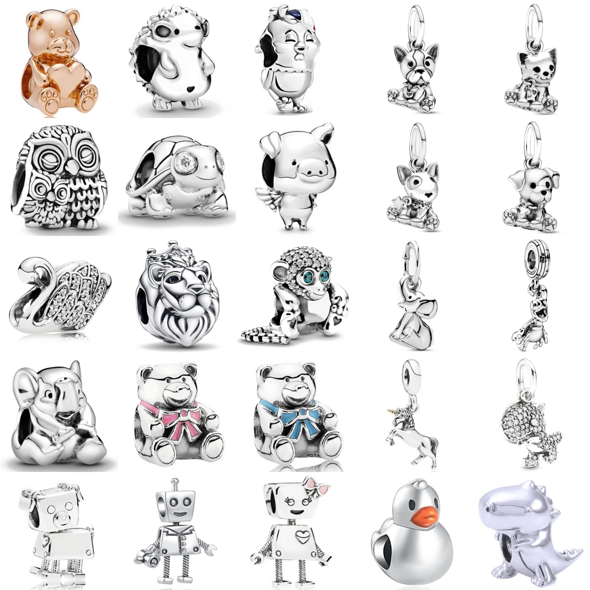 

Новый стерлингового серебра 925 пробы, слон, обезьяна, лебедь, утка, кулон, бусина, подходит для оригинальных подвесок, браслет, ювелирные аксессуары