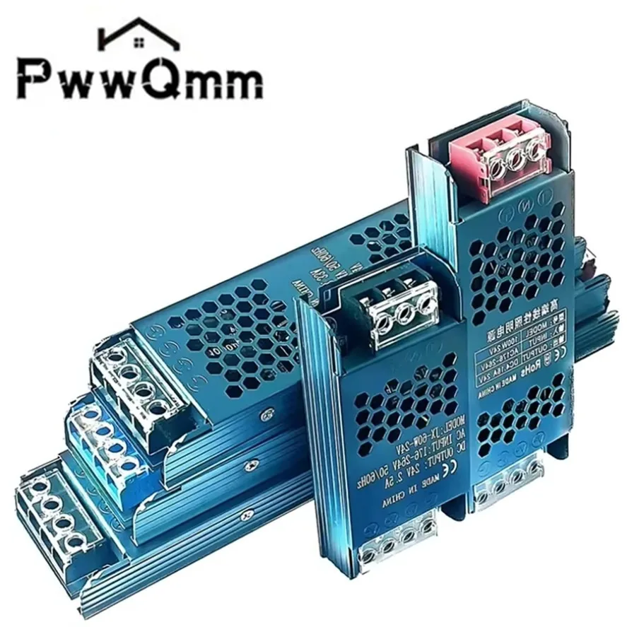 Power Supply Adapter DC 12V/24V 60W 100W 200W 300W 400W Lighting Transformer 5A 12A Ultra thin LED Strip Switch Driver Lamp