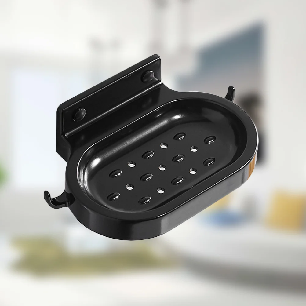 

Wall Mounted Aluminum Soap Dish Holder Self Adhesive No Drill Installation Black Soap Shelf for Bathroom Kitchen Laundry with