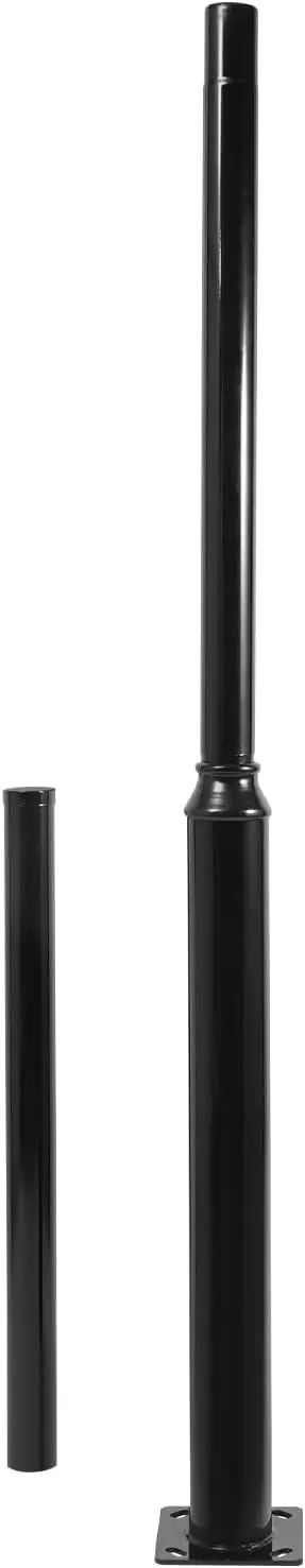 NEW Street Light Pole, Black Outdoor Galvanized Solar Street Lamp Post, Split Street Lamp Post Outdoor Street Courtyard Parking Lot Lighting Post with Mounting Rebar Cage for Patio (10ft 114+76mm)