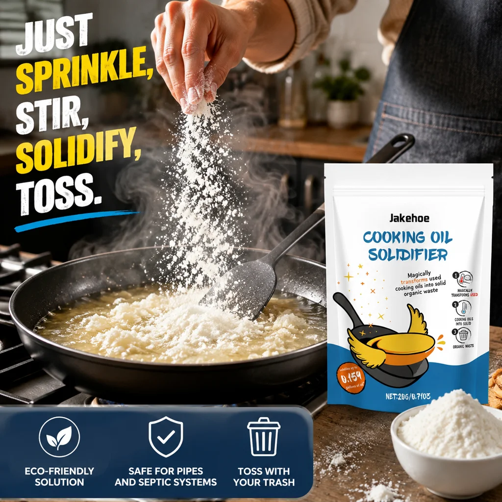 Cooking Oil Solidifier Powder Gentle Waste Kitchen Grease Hardener Powder Used Frying Oil Solidifier Pipe Clog Preventer 100g