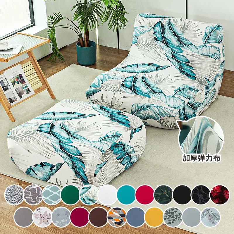 Milk Print Shreds Ottoman Cover Square Storage Ottoman Slipcover Thick Stretchable Footrest Stool Covers with Elastic Band