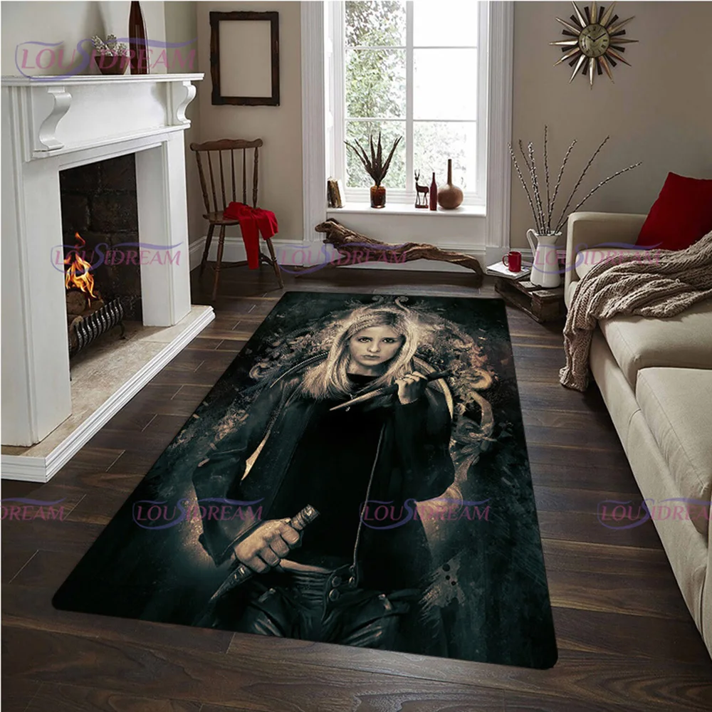 Vampire Slayer Buffy Printed Area Rugs Non-Slip Bathroom Carpet for Living Room Bedroom Floor Mat Halloween Carpet Home Decor