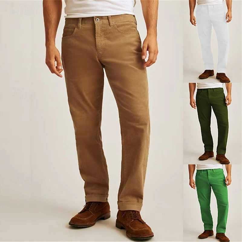 Pantaloni casual da lavoro per uomo Primavera Autunno Moda Pantaloni dritti larghi tinta unita Pantaloni da uomo in velluto a coste testurizzato vintage