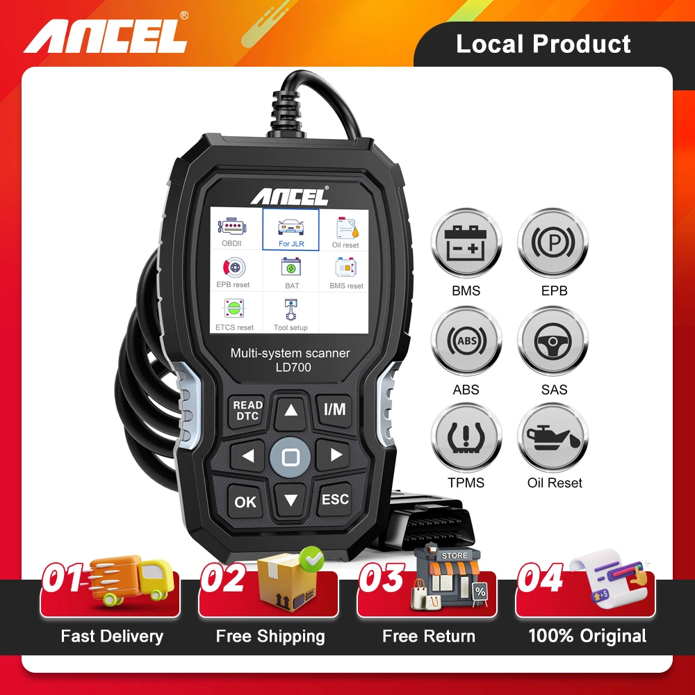 

ANCEL LD700 All Systems Diagnostic Scan Tool fit for Land Rover Jaguar Battery Registration Oil Reset Code Reader OBD2 Scanner