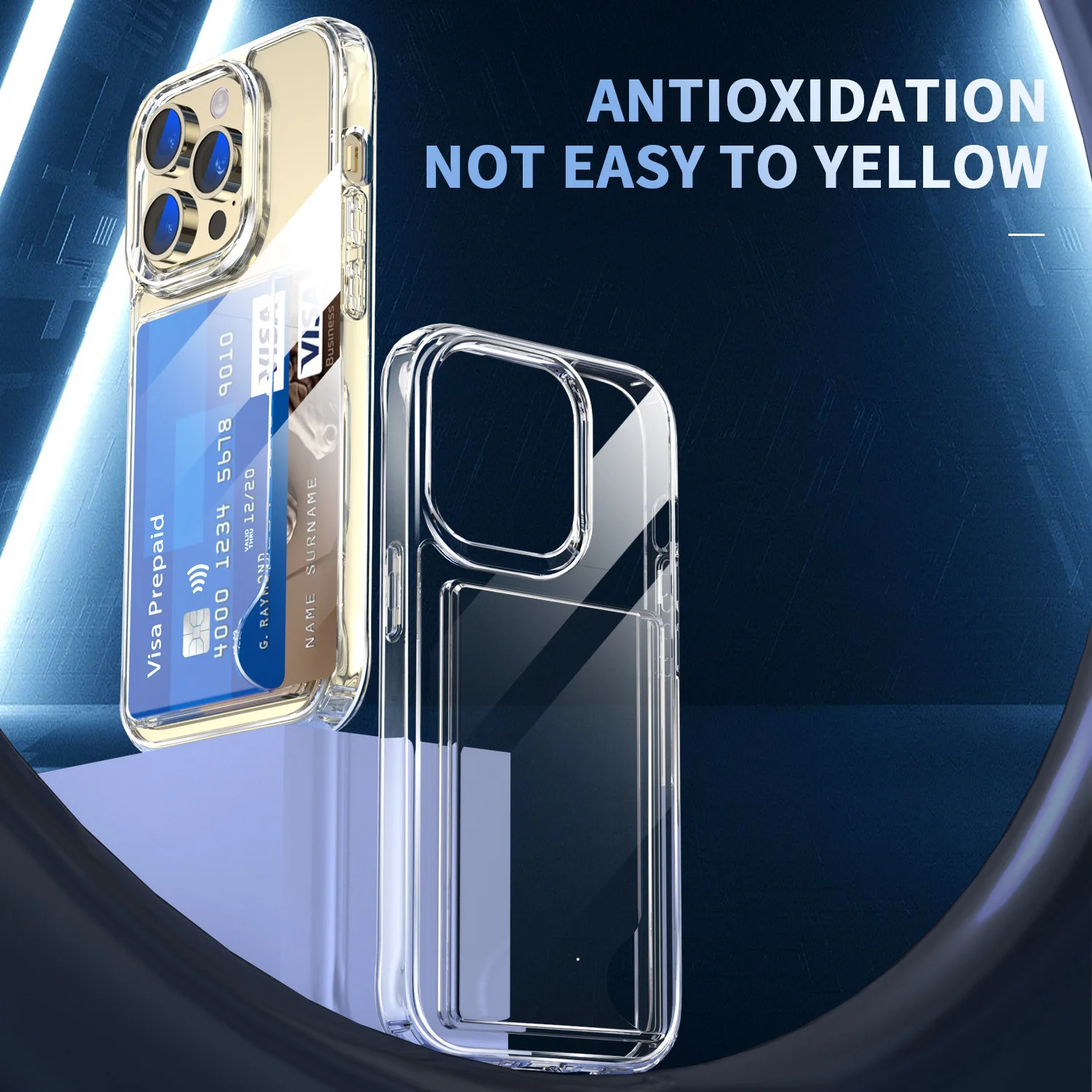 Four Corner Anti Falling Acrylic Phone Case For Iphone 15plus 14 13 12 11 Phone Case With Side Card Transparent Phone Case