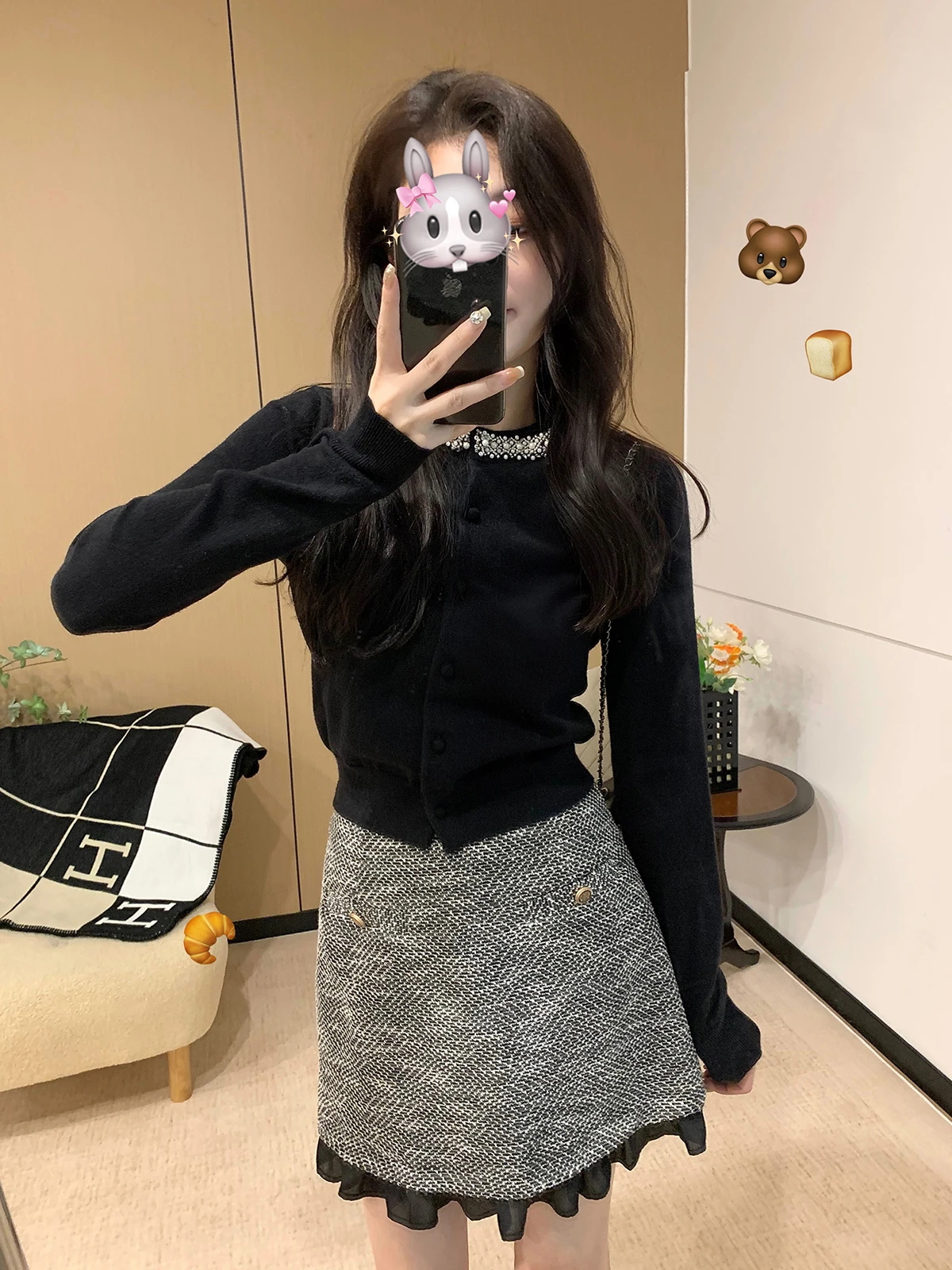 

ThePeachOfficial Bla Diamond Collar Slim Fit ort Sve Knit Sweater Women's Summer Sweater Commute Sle Five Sve Length