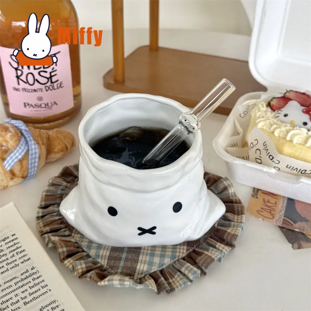 Kawaii Miffy 500ML Creative Bag Shape Design Ceramic Mug Cute Rabbit Large Capacity Handheld Iced Drink Office Desk Girl Gift view 2