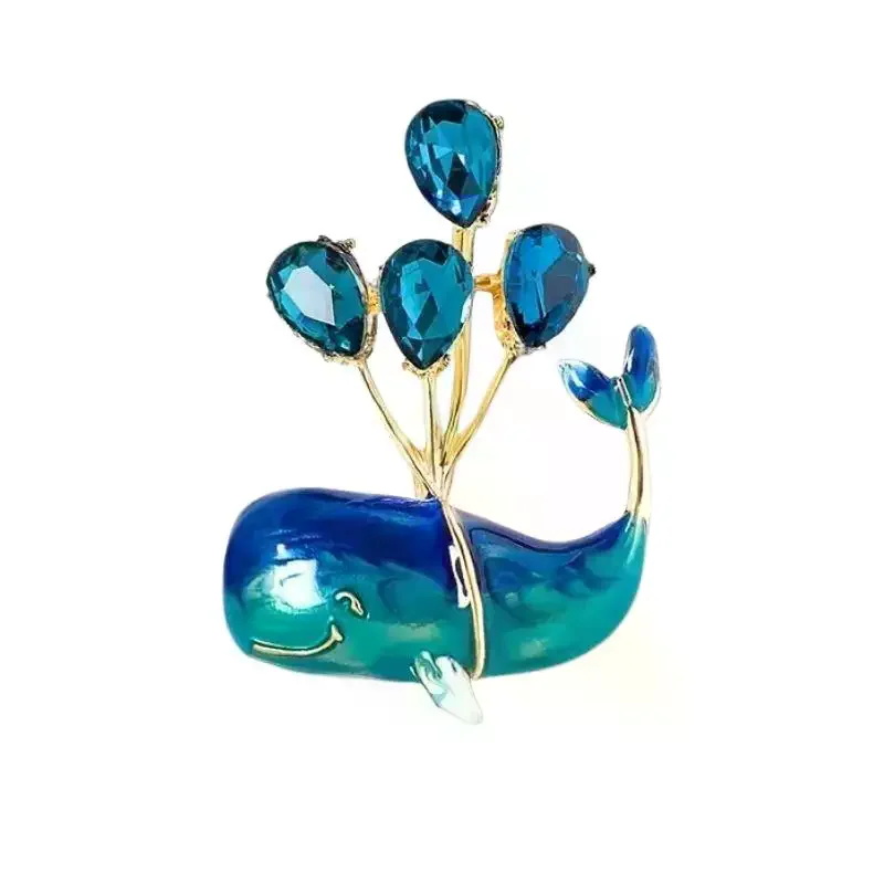 1 PCS Capricious Whale Corsage Rhinestones Balloon Design Lightweight Brooch Unisex Fashion Pin