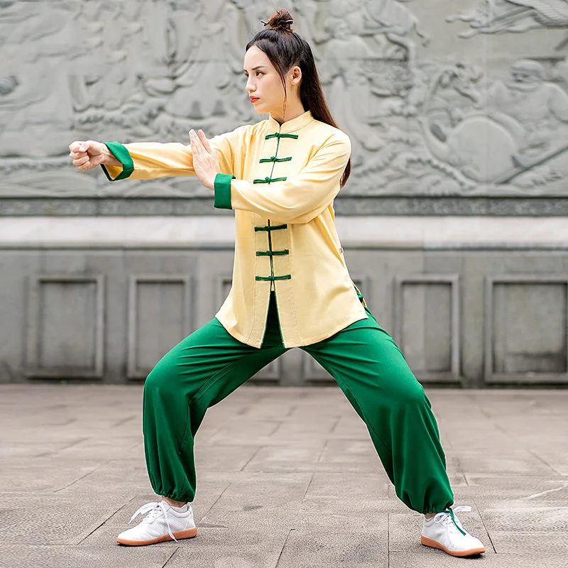 Women's Cotton Linen Tai Chi Uniform 2026 New Arrival - Martial Arts Practice & Performance Chinese Style Frog Button Set