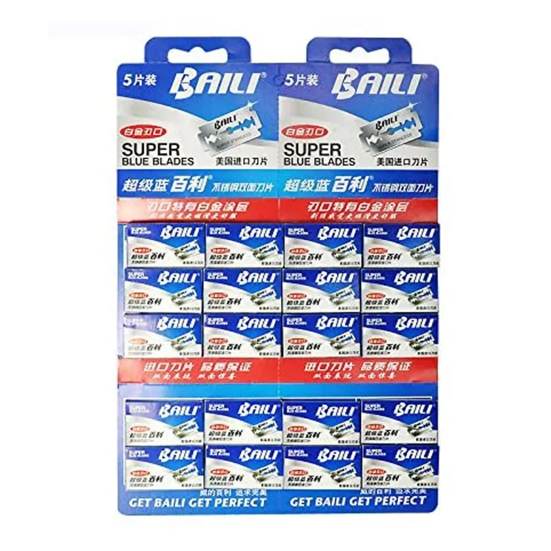 BAILI Lot 5/100PCS Super Blue Platinum Double Edge Safety Razor Blades Refills Replaceable Shaver Razor Blades BP003