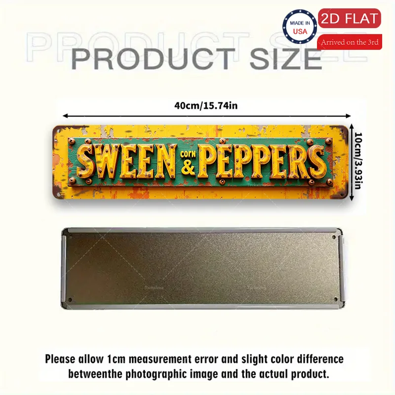 1 قطعة علامة معدنية ، 4x16 بوصة ريفي "الذرة المهرية والفلفل" علامة ، ديكور مزرعة عتيقة ، عمل فني على الطراز الأمريكي #3