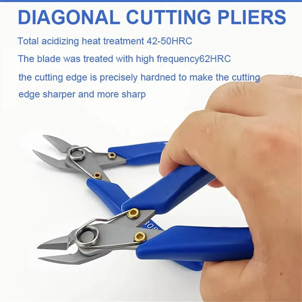 Flush Cutter, Wire Cutter, Micro Cutter, Stainless Steel Side Cutter, Spring-loaded Silicone Handle Sprue Cutting Pliers