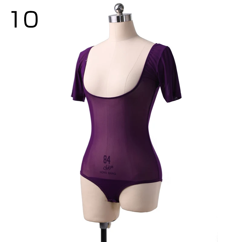 

Women Upper Arm Shaper Chest Support Sexy Transparent Sheer Tops Dancewear Short Sleeve Open Bust Leotard Belly Dance Jumpsuit