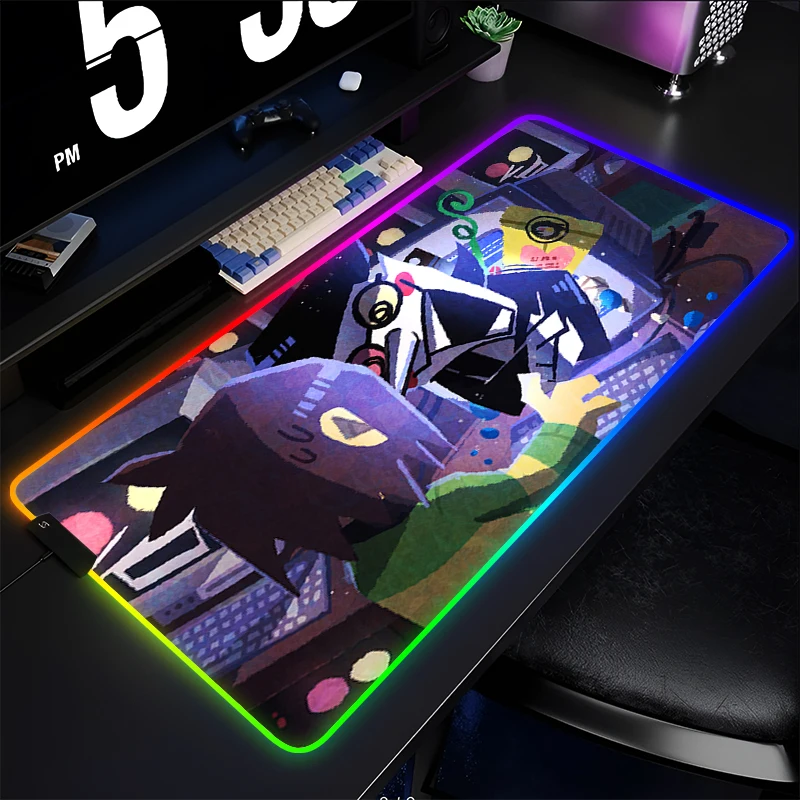 RGB Mouse Pad Anime LED PC Computer Gamer D-deltarune Extended Desk Mat Gaming Accessories Laptop Kawaii Mousepad Keyboard Pad
