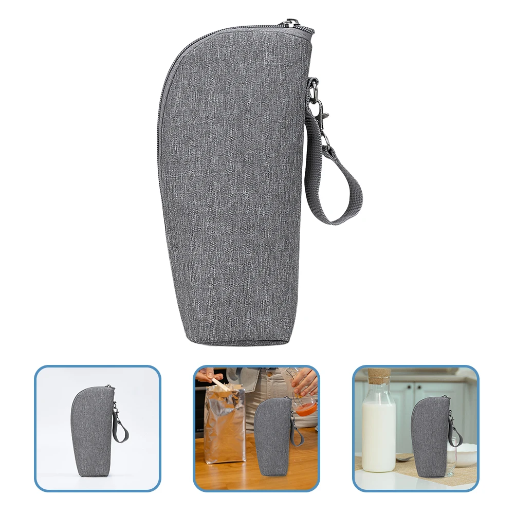 

Insulated Milk Bottle Bag Portable Thermal Pouch Grey Oxford Cloth Stroller Accessory Feeding Bottle Holder