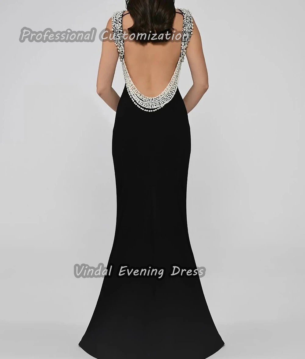Vindal Scoop Neckline Floor length Prom Dress Straight Beaded luxurious Breast padding Elegant Sleeveless السعود For Woman 2024
