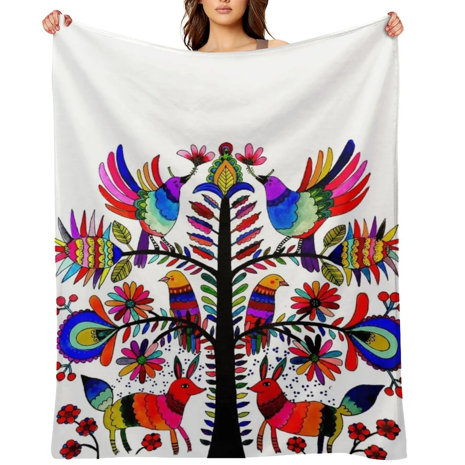 

Vibrant Otomi Art Throw Blanket warm for winter Large For Baby Vintage Blankets