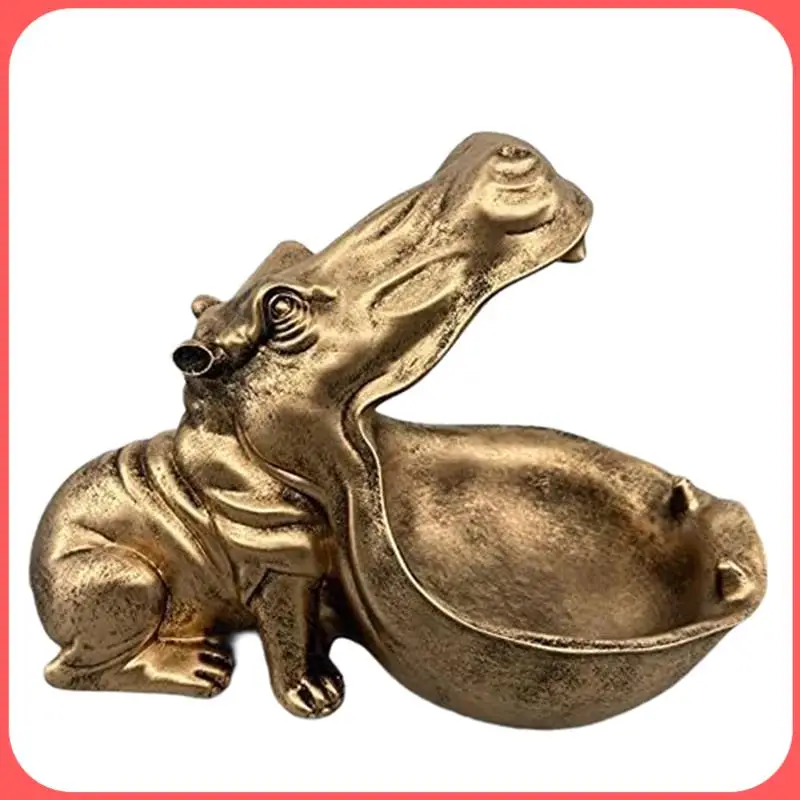 

AA89-Hippopotamus Statue Home Resin Hippopotamus Figurine Fun Candy Dish,Key Bowl,Big Mouth Sculpture Table Art Decoration
