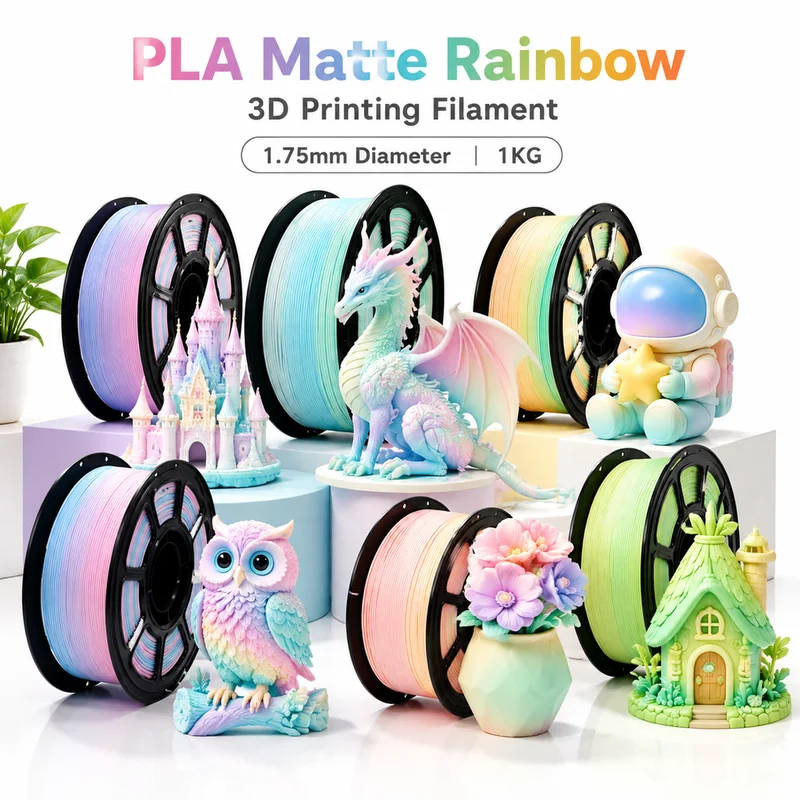 Matte Rainbow Gradient PLA 3D Printer Filament 1.75mm 1KG Spool Smooth Print For FDM 3D Printers DIY Model Art Consumables