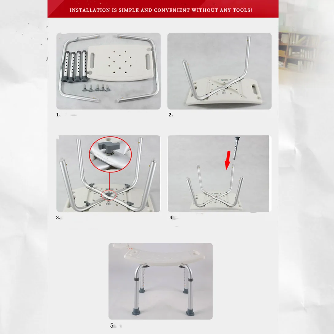 Chaise de salle de bain et de douche pliante pour personnes âgées, tabouret, banc de douche antidérapant, 6 vitesses réglables en hauteur