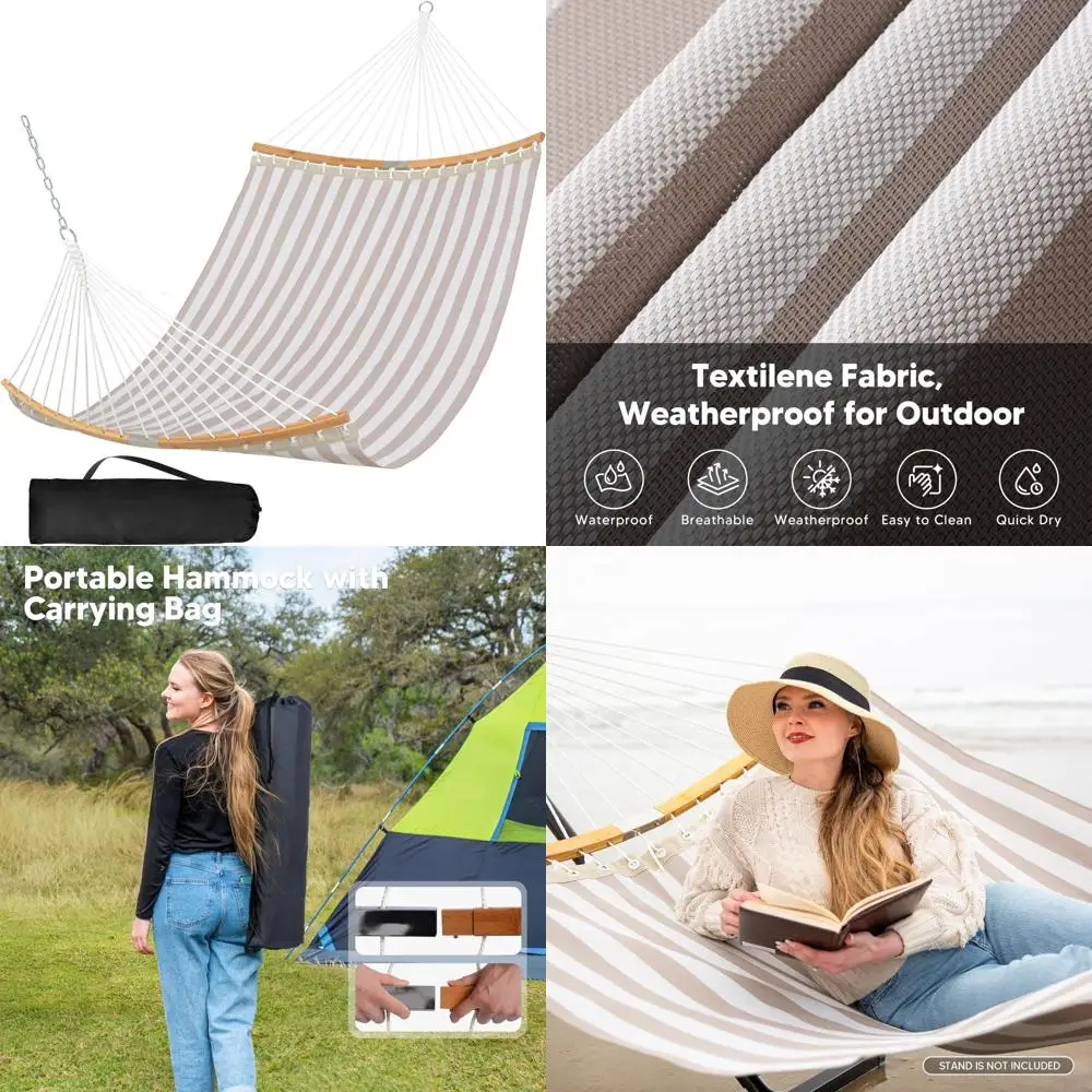 

SUNCREAT Hamaki 14 футов, быстросохнущий гамак двойного размера с распоркой, гамак на 2 человека для наружного патио, двора, у бассейна, 450 л