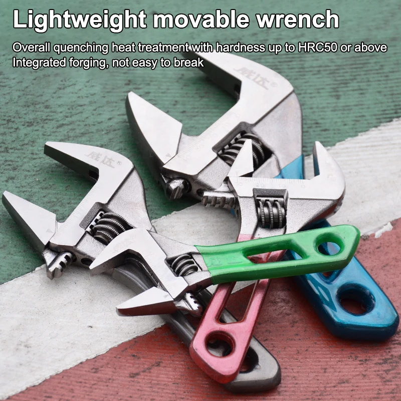 Chave ajustável de tamanho compacto de 5/6/7/8 polegadas, chave de macaco portátil, ferramentas de reparo doméstico